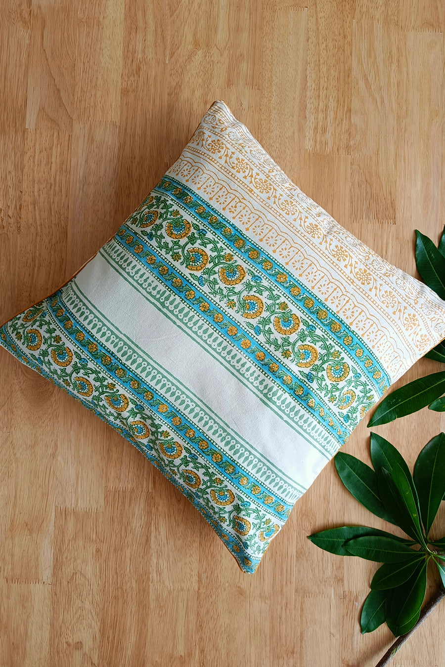 'Floral Monarch' Hand Printed Cotton Cushion Set Of Two