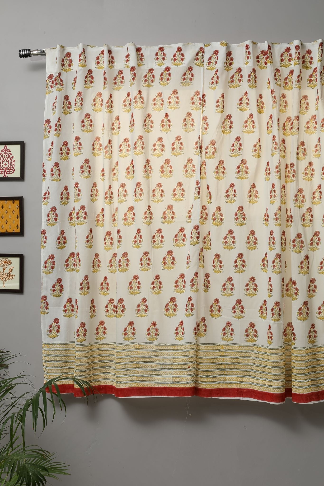SootiSyahi 'Sunflowe' Handblock Printed Cotton Door Curtain