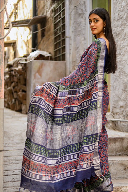"ECHELON" HANDBLOCK PRINT SLUB COTTON SAREE