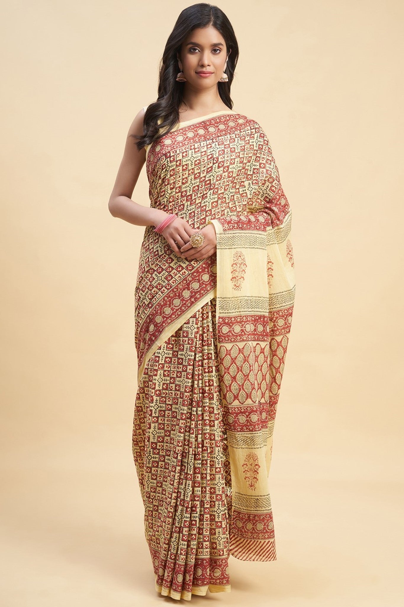 "Arabica" HANDBLOCK PRINT MUL COTTON SAREE - SootiSyahi