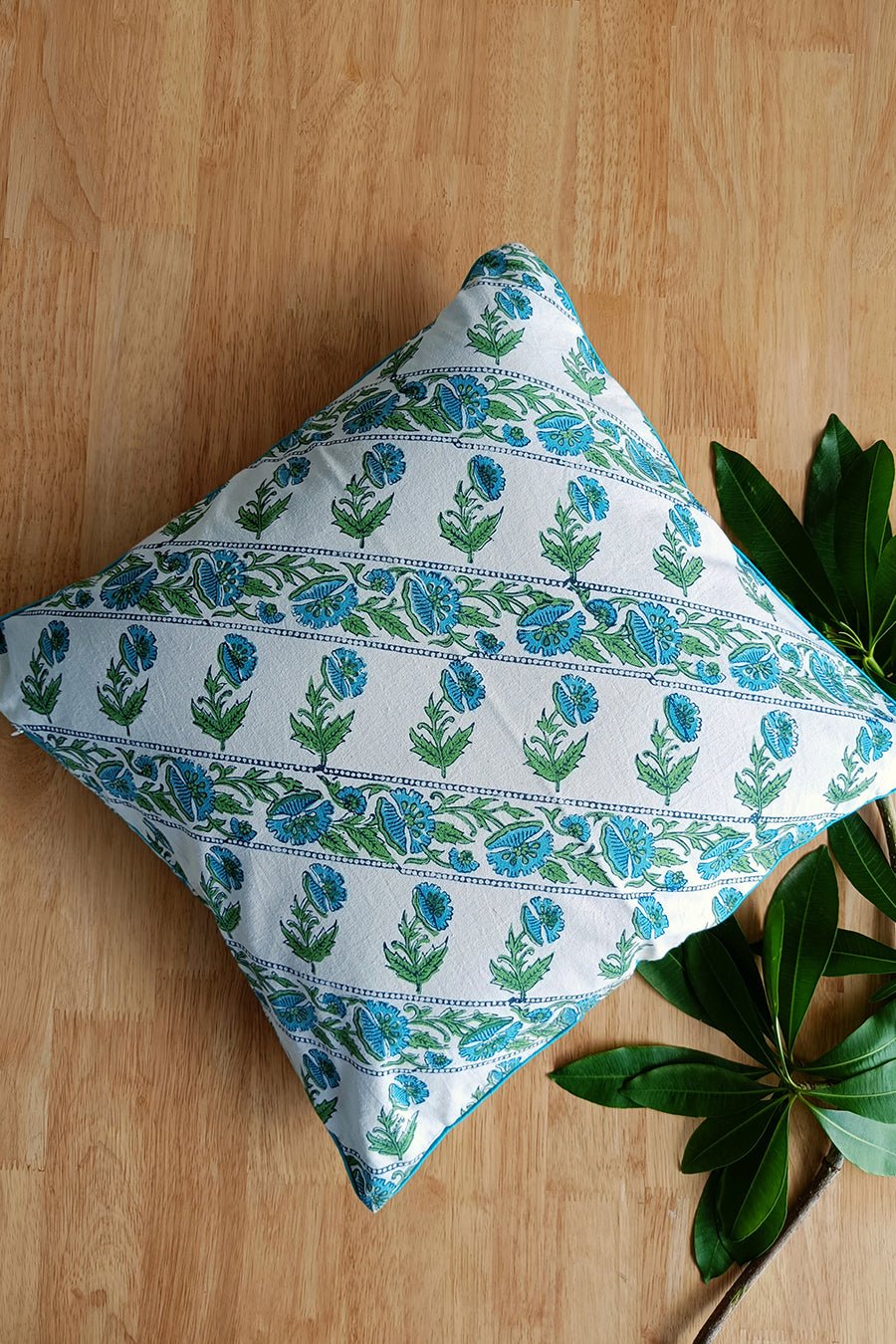 'Artistic Illusion' Hand Printed Cotton Cushion Set Of Two - SootiSyahi