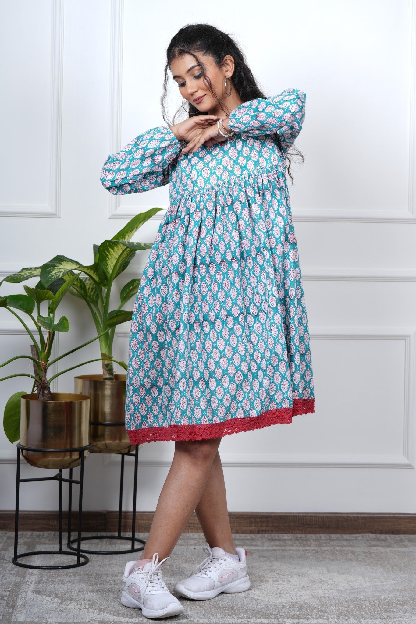 Aura Hand Block Printed Cotton Dress - SootiSyahi