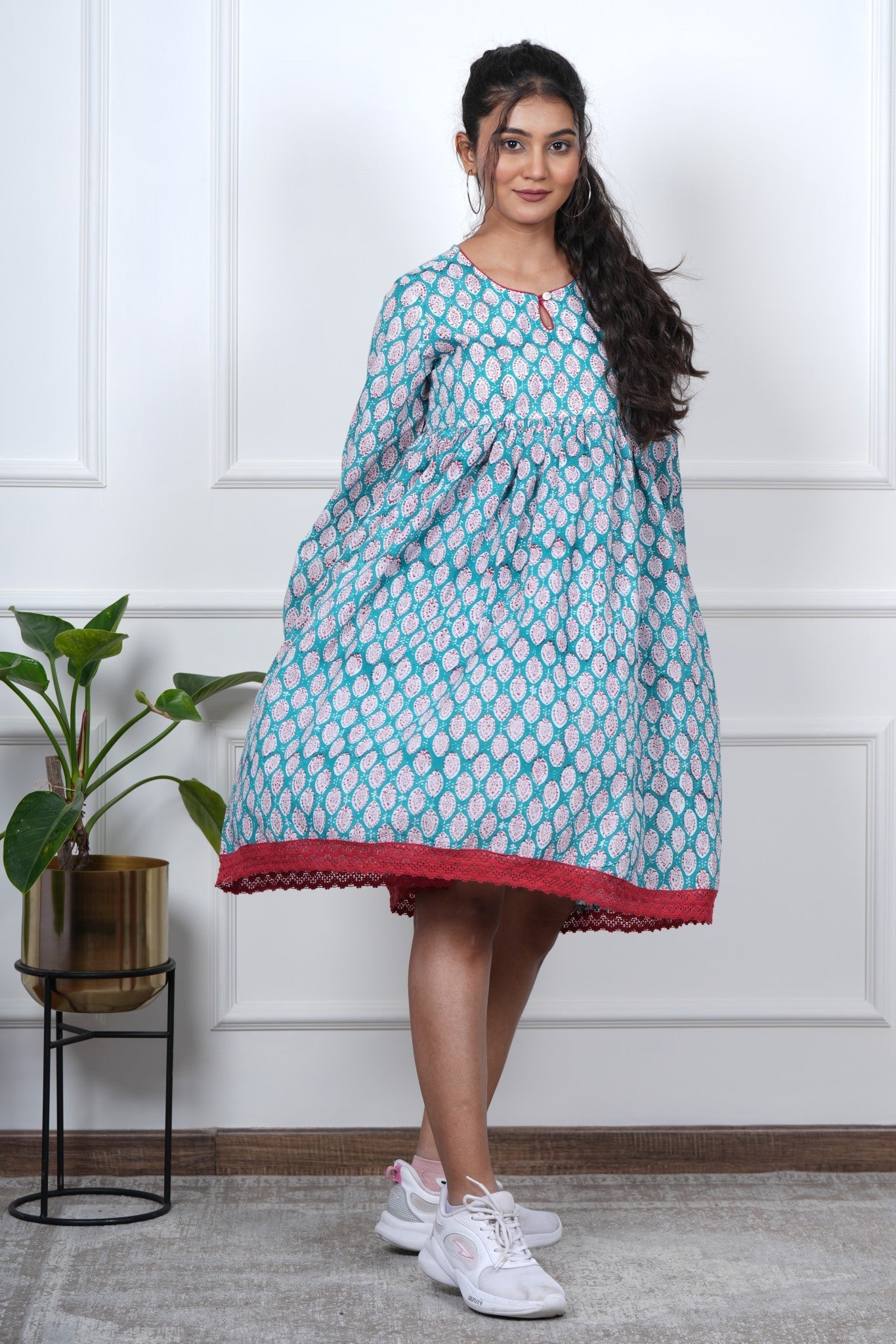 Aura Hand Block Printed Cotton Dress - SootiSyahi