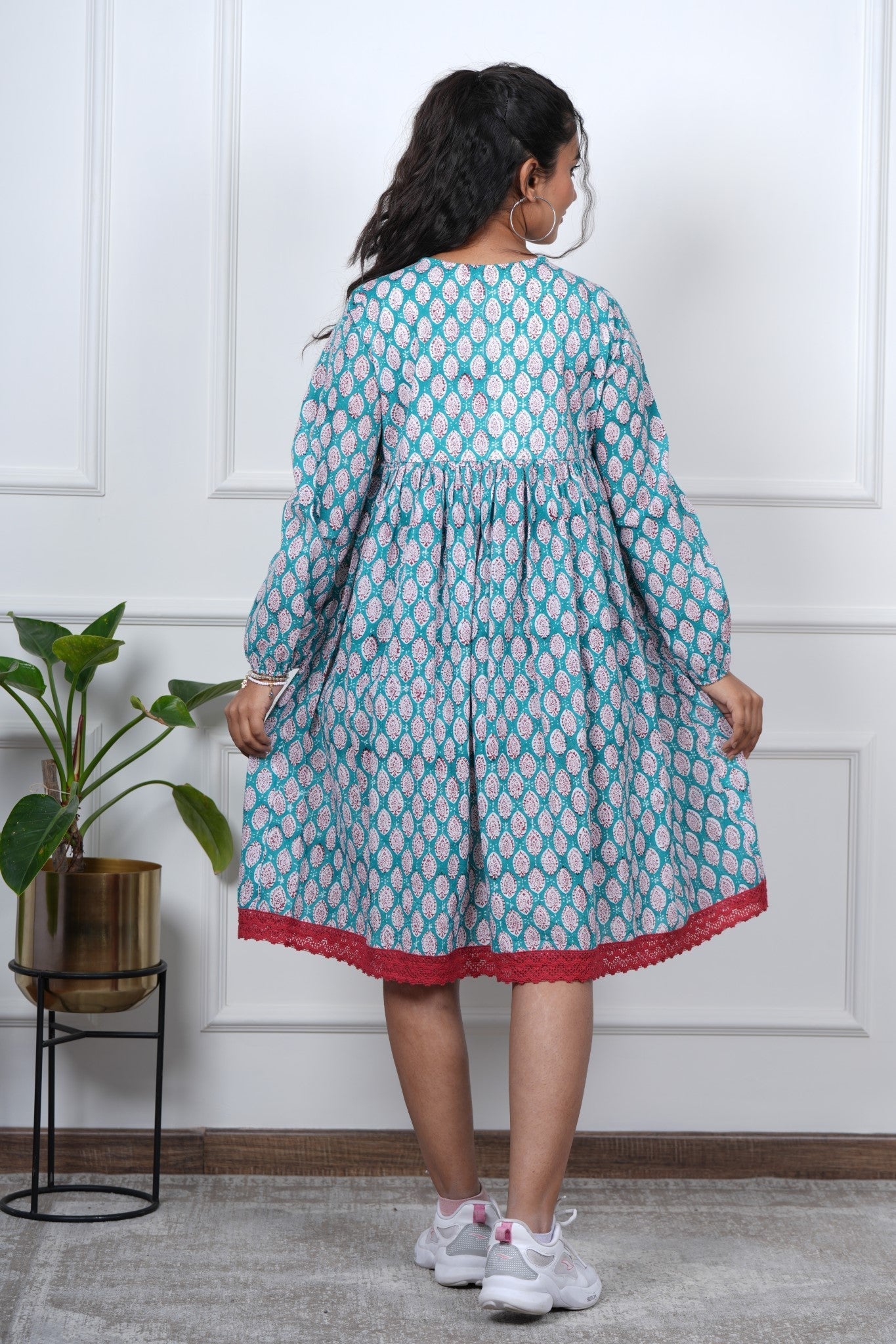 Aura Hand Block Printed Cotton Dress - SootiSyahi