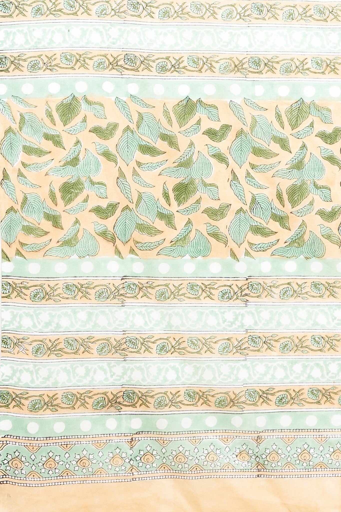 "Autumnal Peach'' Block Printed Cotton Saree - SootiSyahi