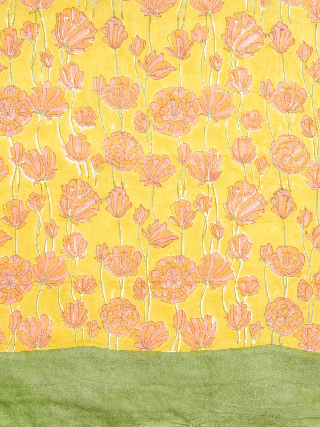 "Azalia Orange" HANDBLOCK PRINT MUL COTTON SAREE - SootiSyahi