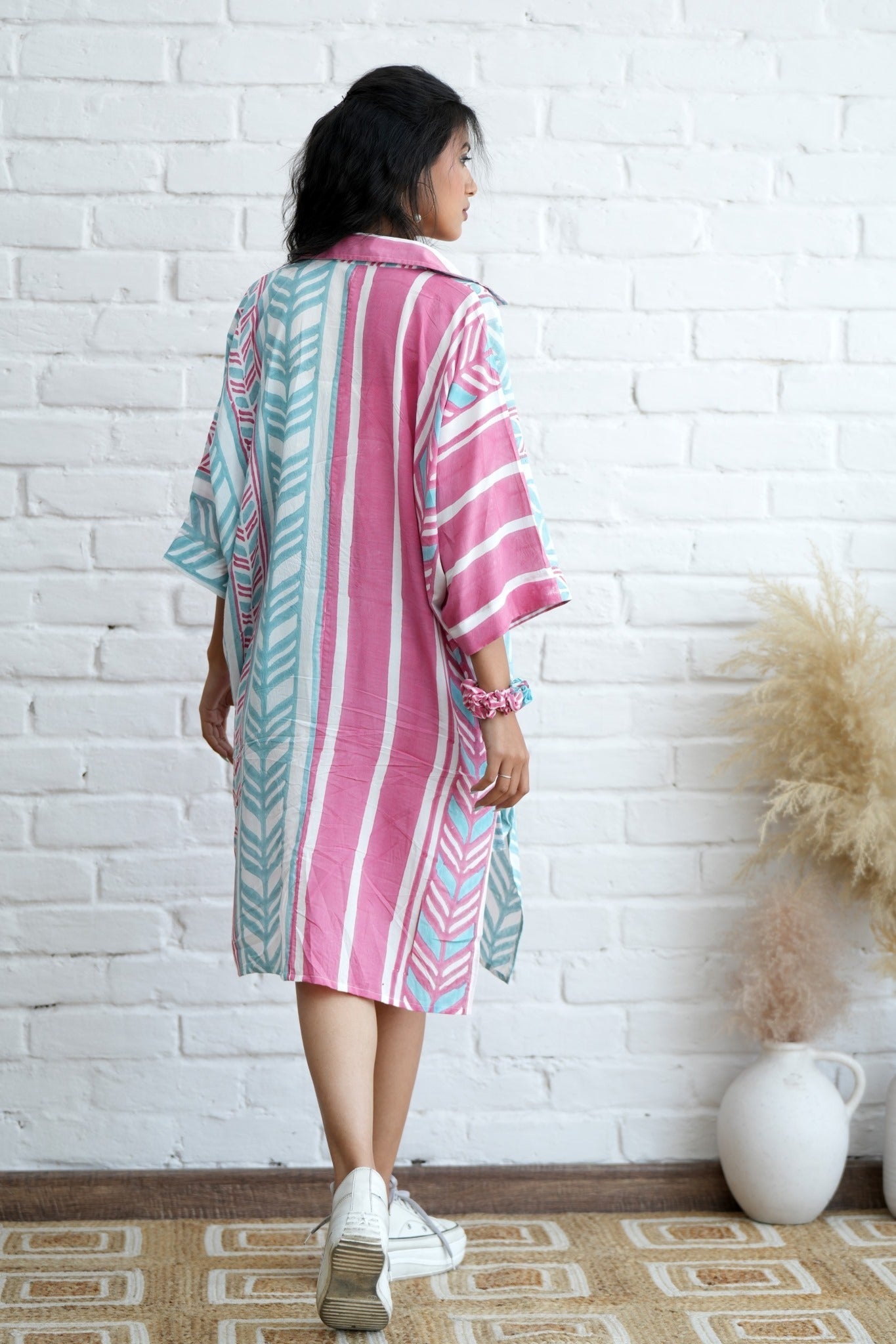 Barbie in Pink Hand Block Printed Oversize Shirt - SootiSyahi