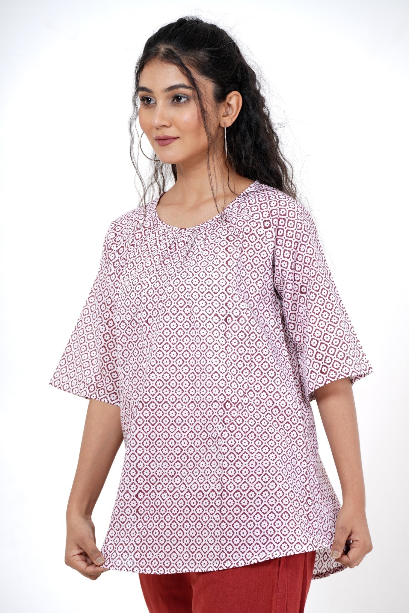 Bloom Bliss Hand Block Printed Top - SootiSyahi
