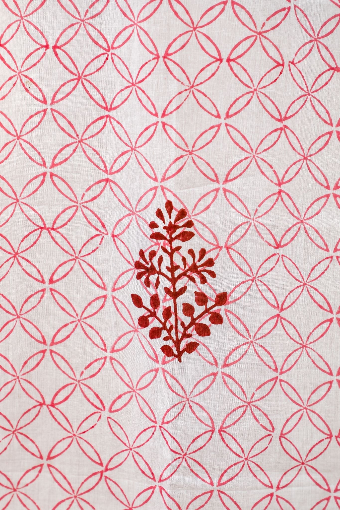 'Bunz’s Red Bangles' Handblock Printed Cotton Window Curtain - SootiSyahi