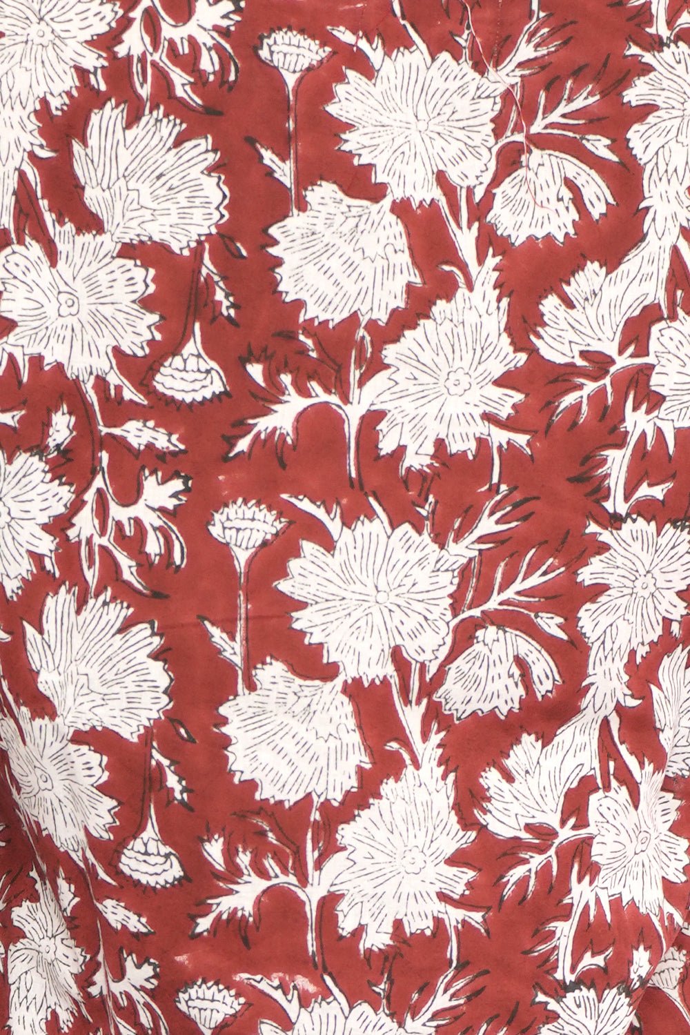 Burgundy Botanical Bliss Block Printed Night suit - SootiSyahi