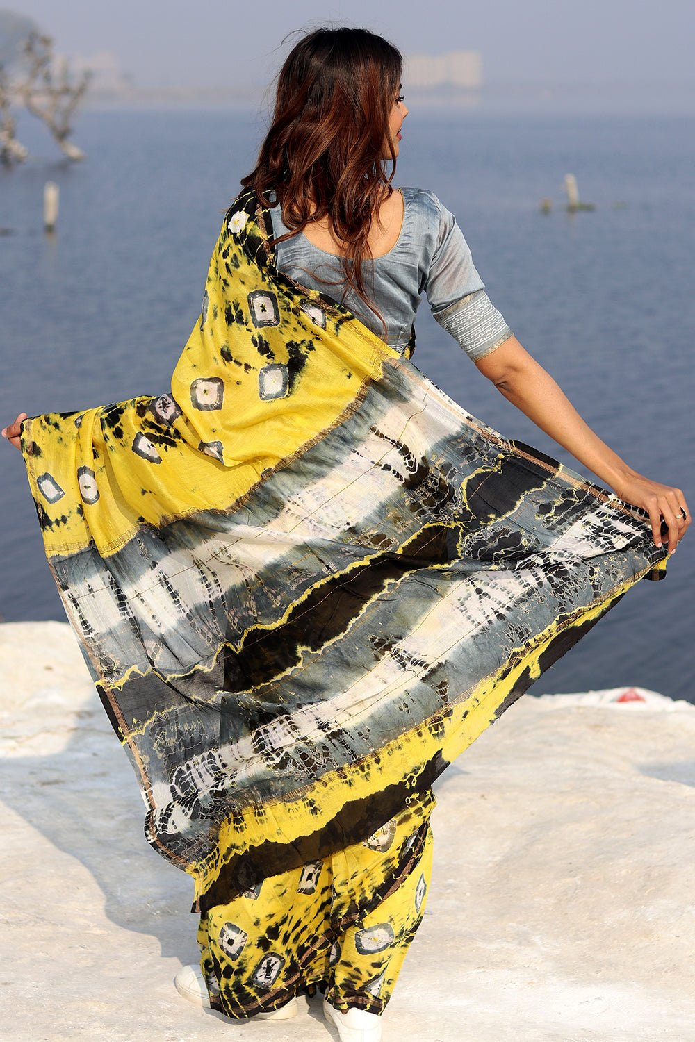 "Buttercup Bliss" Bandhni Chanderi Saree - SootiSyahi