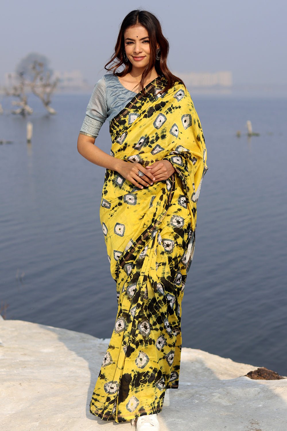 "Buttercup Bliss" Bandhni Chanderi Saree - SootiSyahi