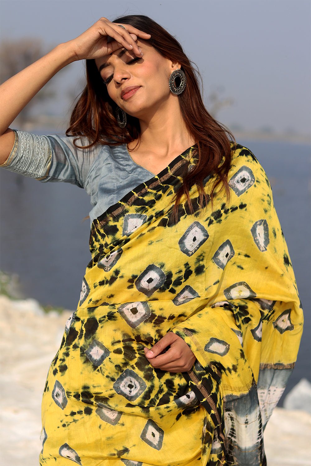 "Buttercup Bliss" Bandhni Chanderi Saree - SootiSyahi