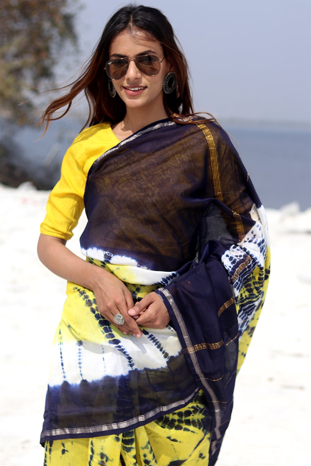 "Buzzing Panther" Bandhni Chanderi Saree - SootiSyahi