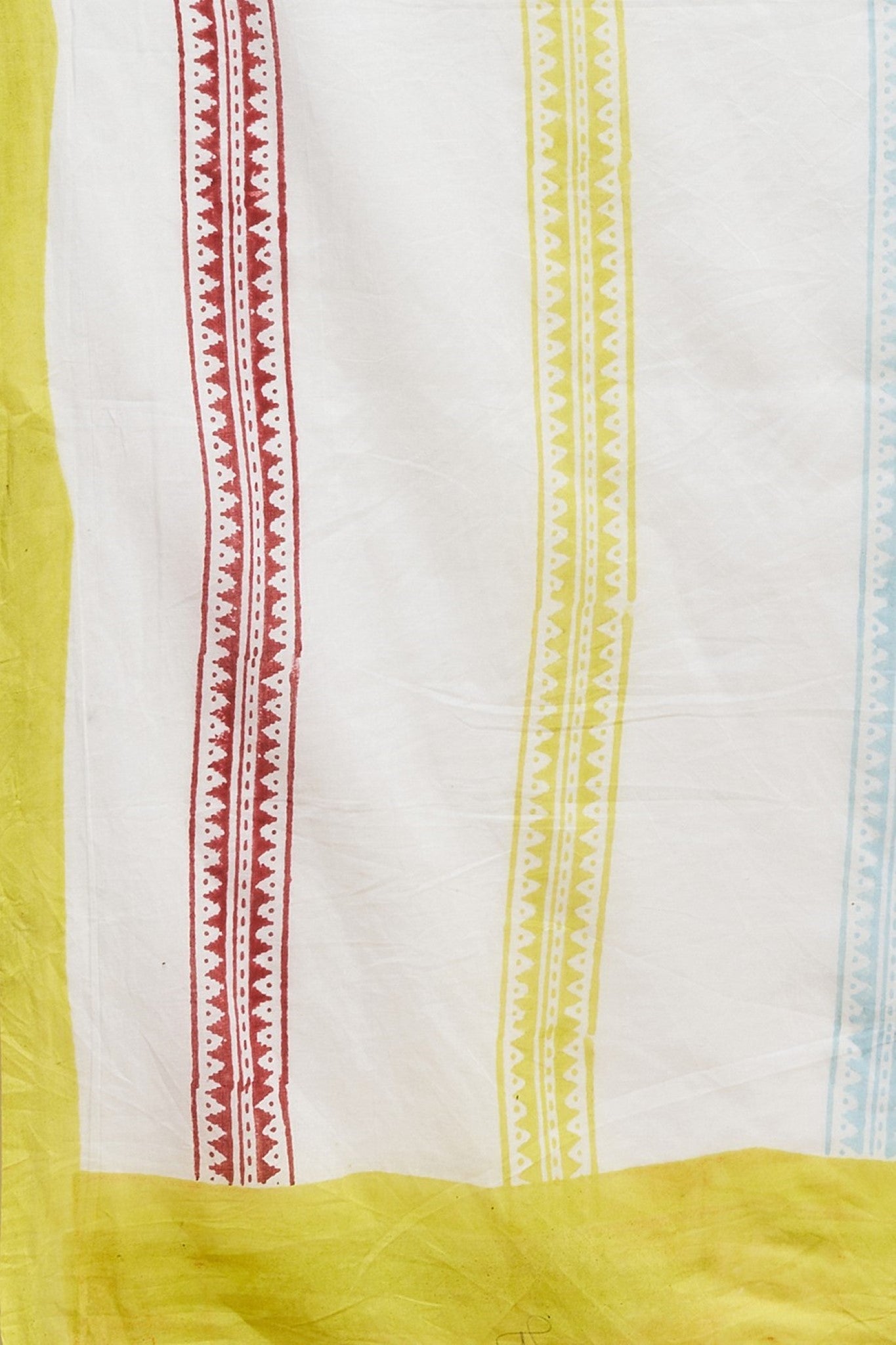 "California Yellow" HANDBLOCK PRINT MUL COTTON SAREE - SootiSyahi