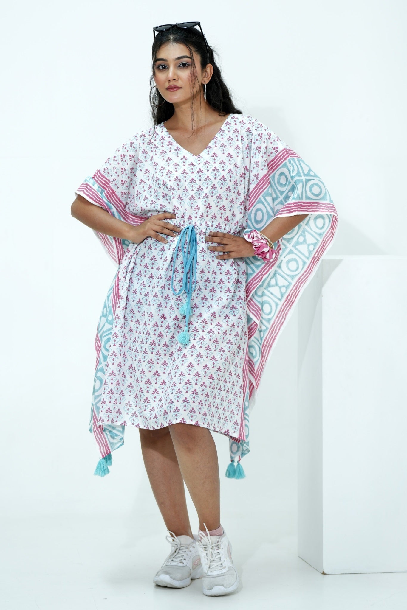 Candy Corn Hand Block Printed Kaftan - SootiSyahi