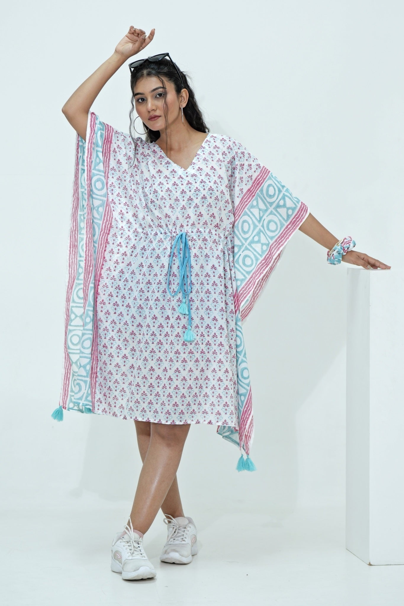 Candy Corn Hand Block Printed Kaftan - SootiSyahi