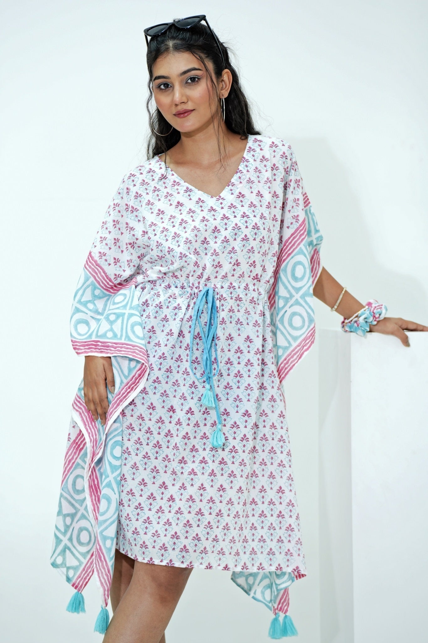 Candy Corn Hand Block Printed Kaftan - SootiSyahi