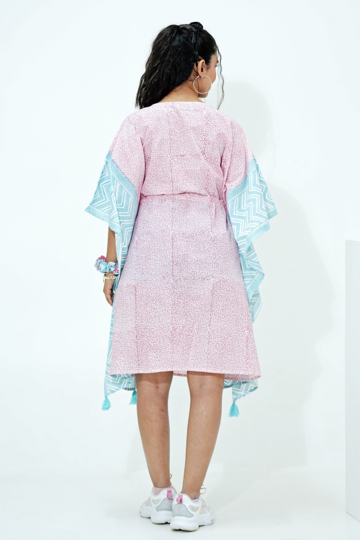 Candy floss Hand Block Printed Kaftan - SootiSyahi