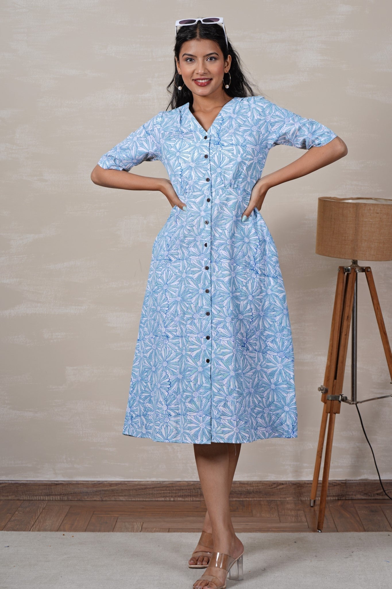 Cinderella Hand Block Printed Dress - SootiSyahi