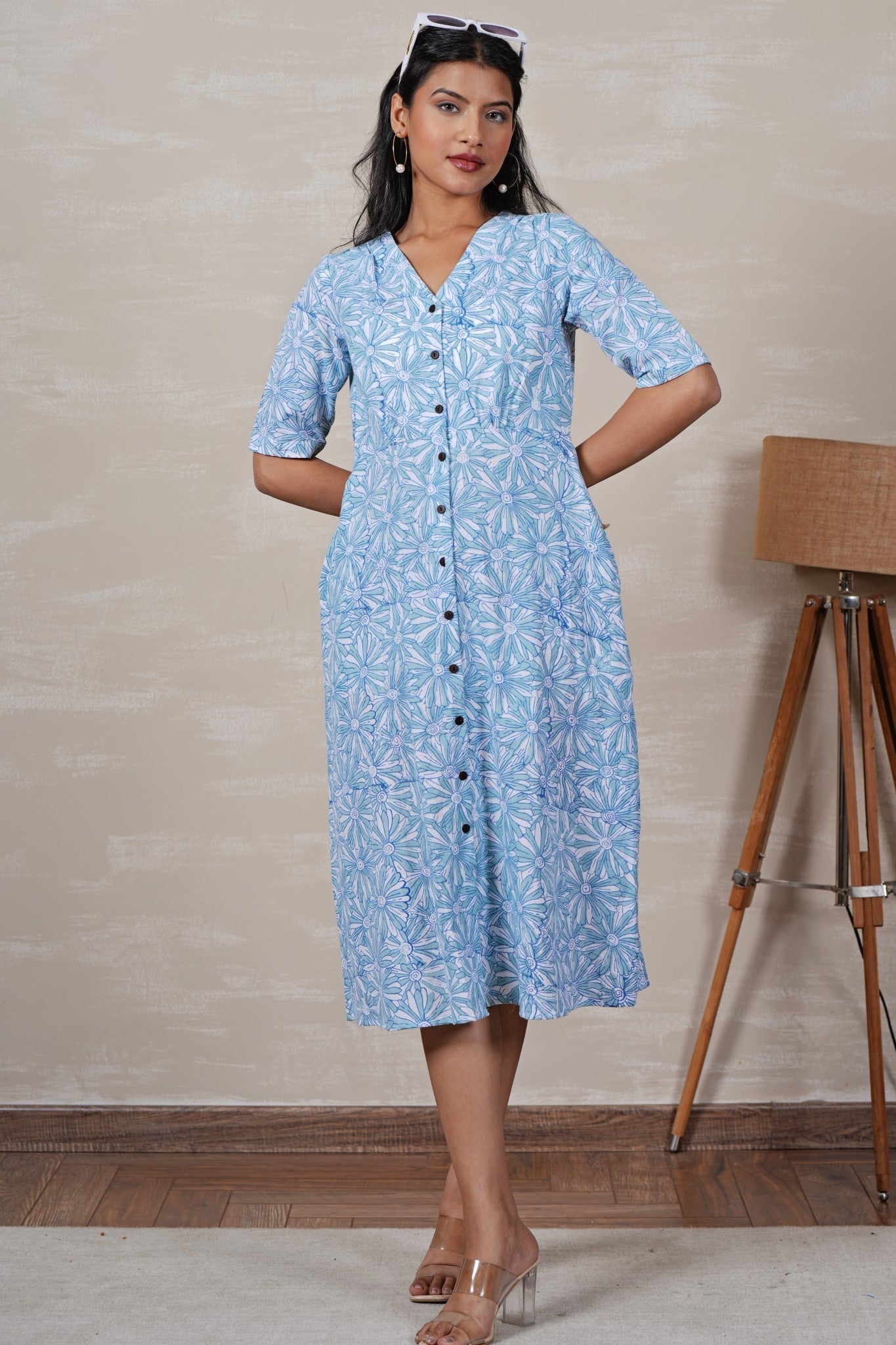 Cinderella Hand Block Printed Dress - SootiSyahi