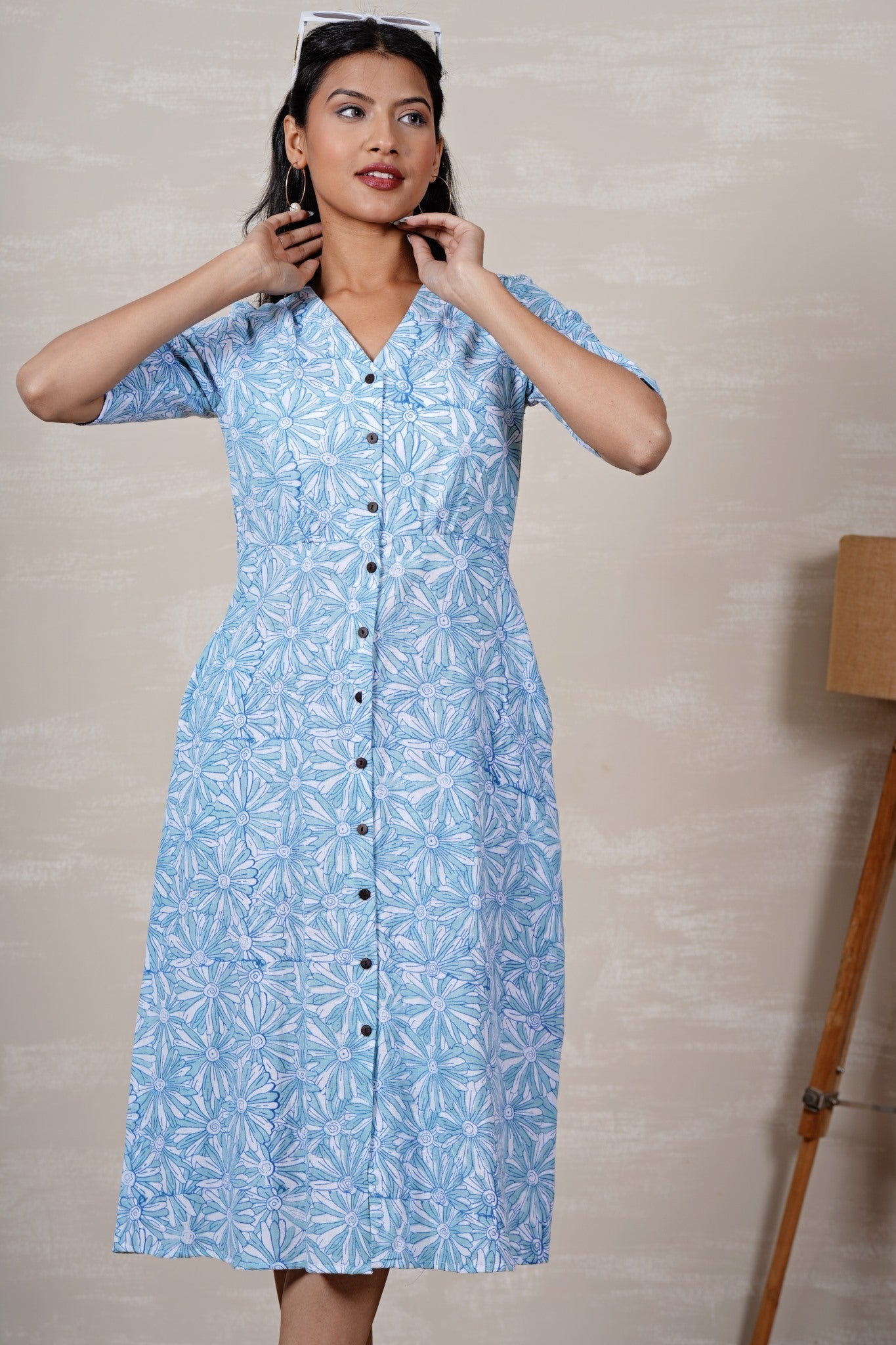 Cinderella Hand Block Printed Dress - SootiSyahi