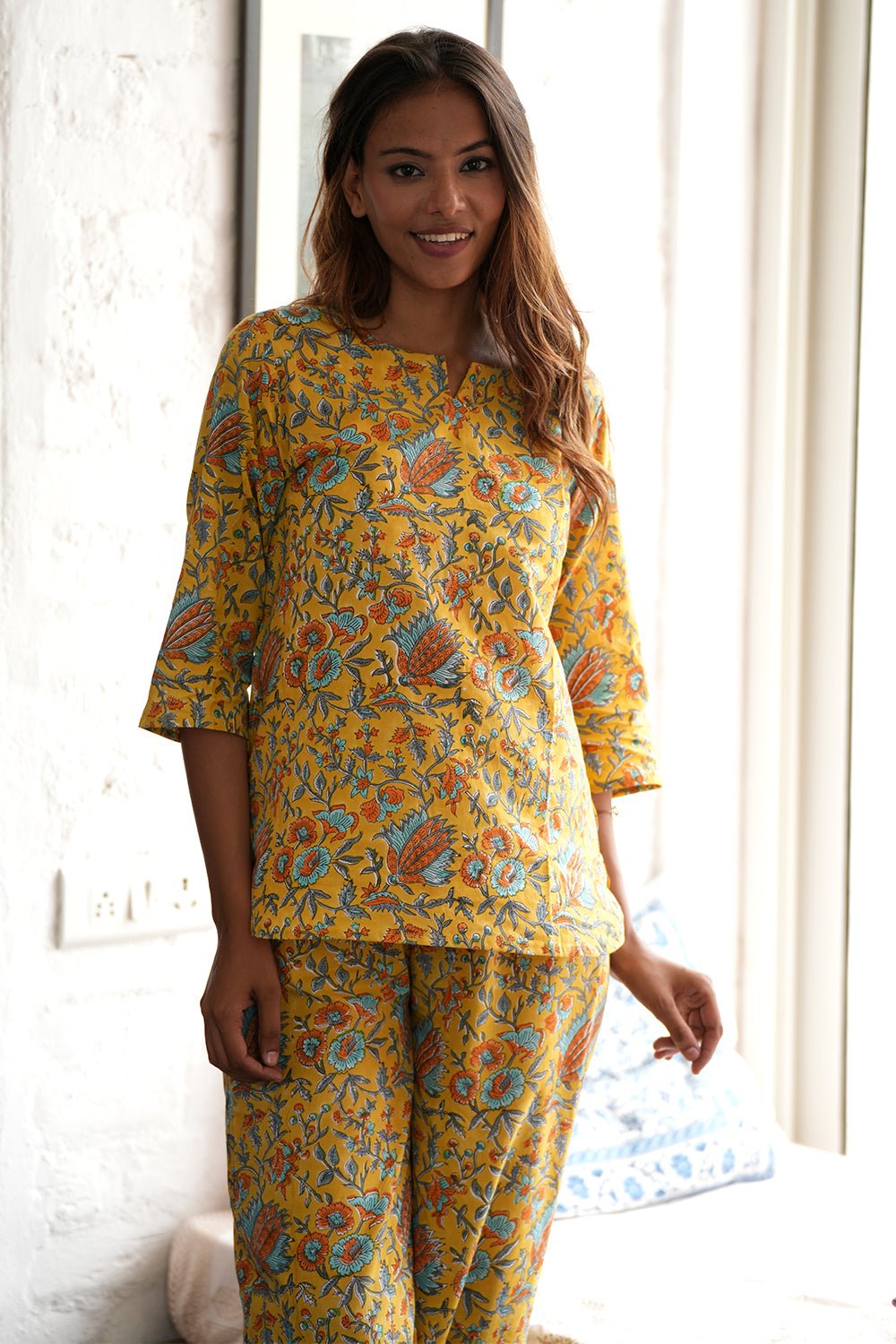 Citrine Charm Block Printed Night suit - SootiSyahi