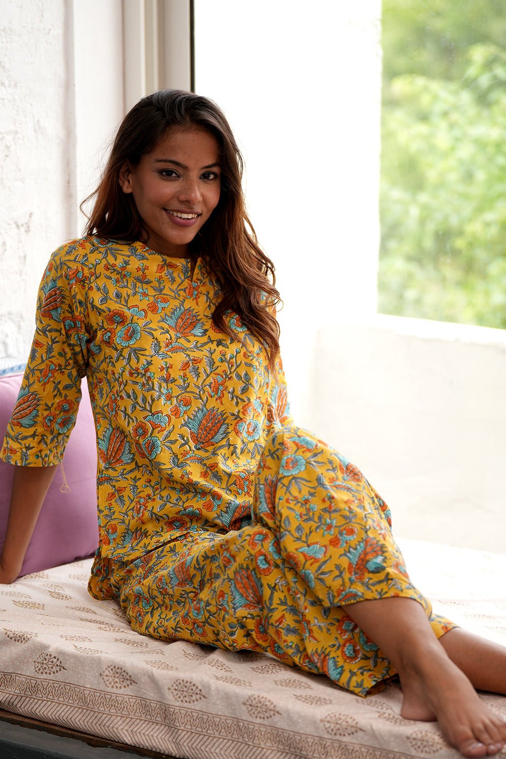 Citrine Charm Block Printed Night suit - SootiSyahi