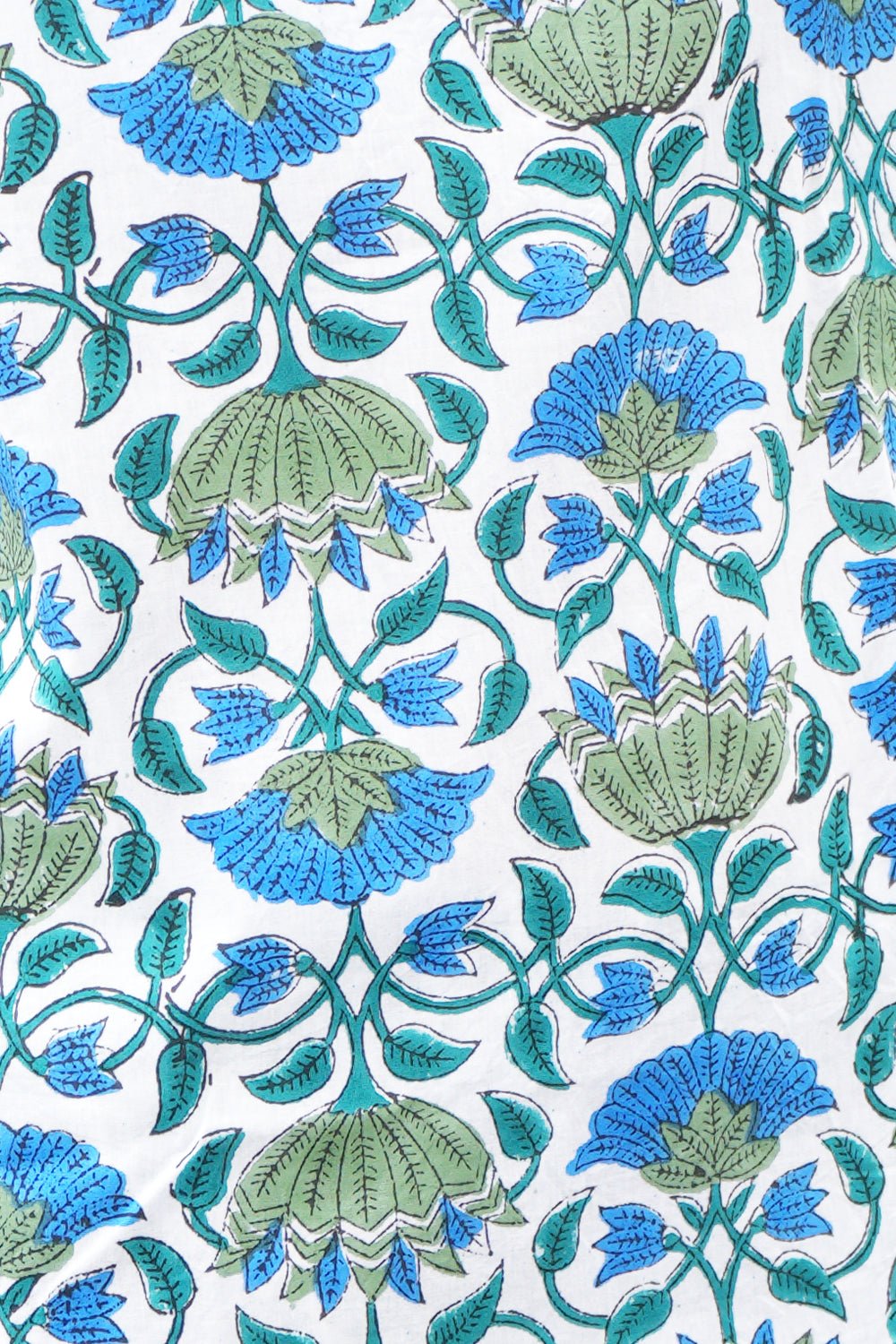 Cobalt Garden Serenade Block Printed Night suit - SootiSyahi