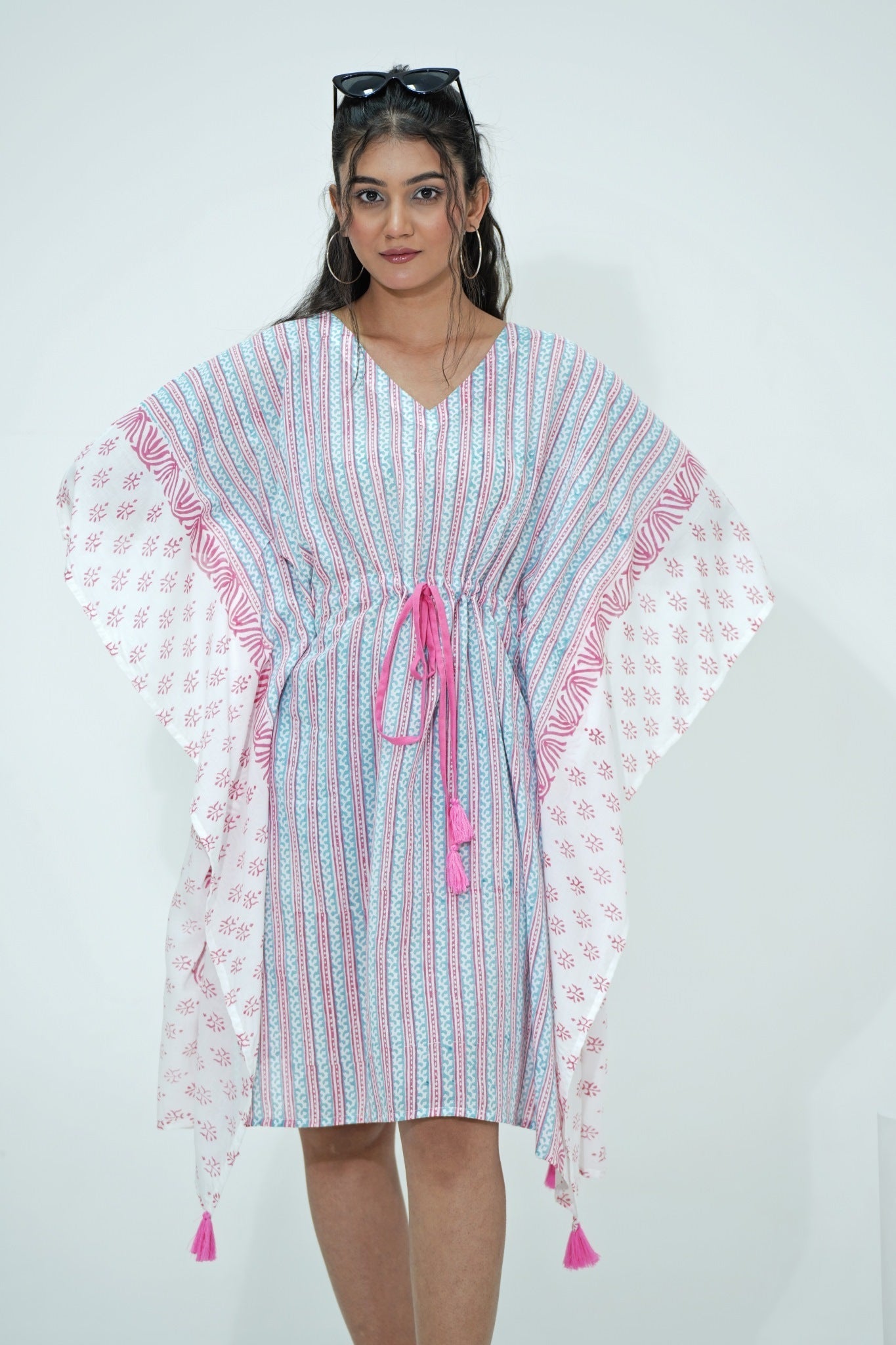Cotton Candy Hand Block Printed Kaftan - SootiSyahi