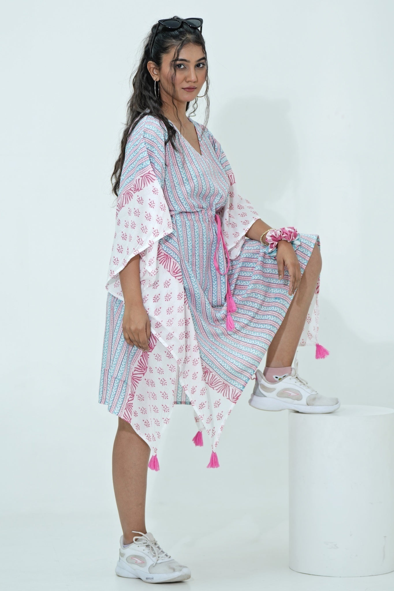 Cotton Candy Hand Block Printed Kaftan - SootiSyahi
