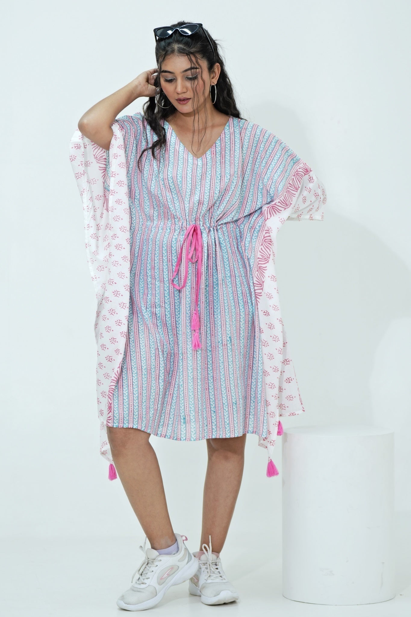 Cotton Candy Hand Block Printed Kaftan - SootiSyahi