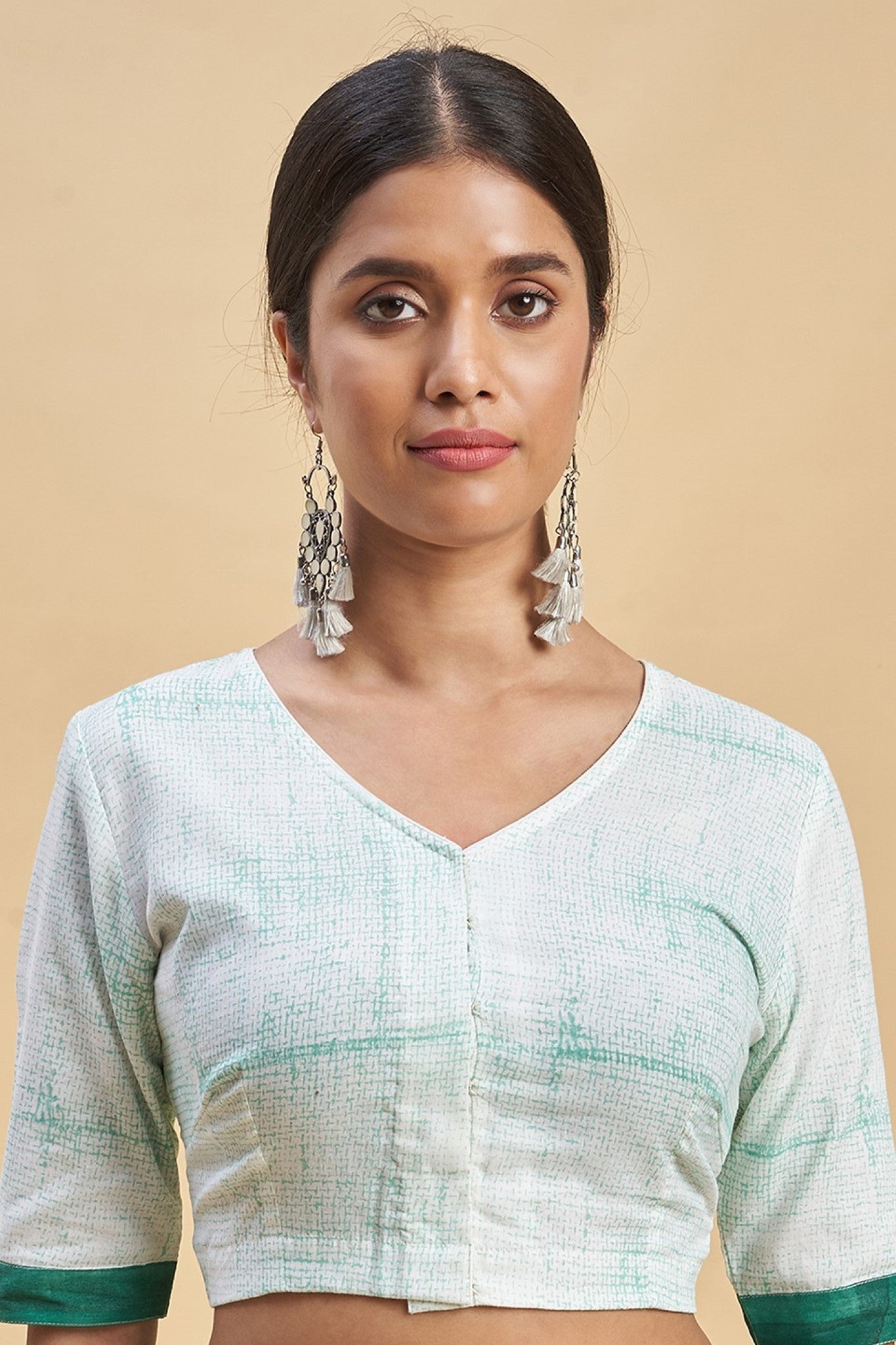 "Crab In Green'' Block Printed Cotton Saree - SootiSyahi