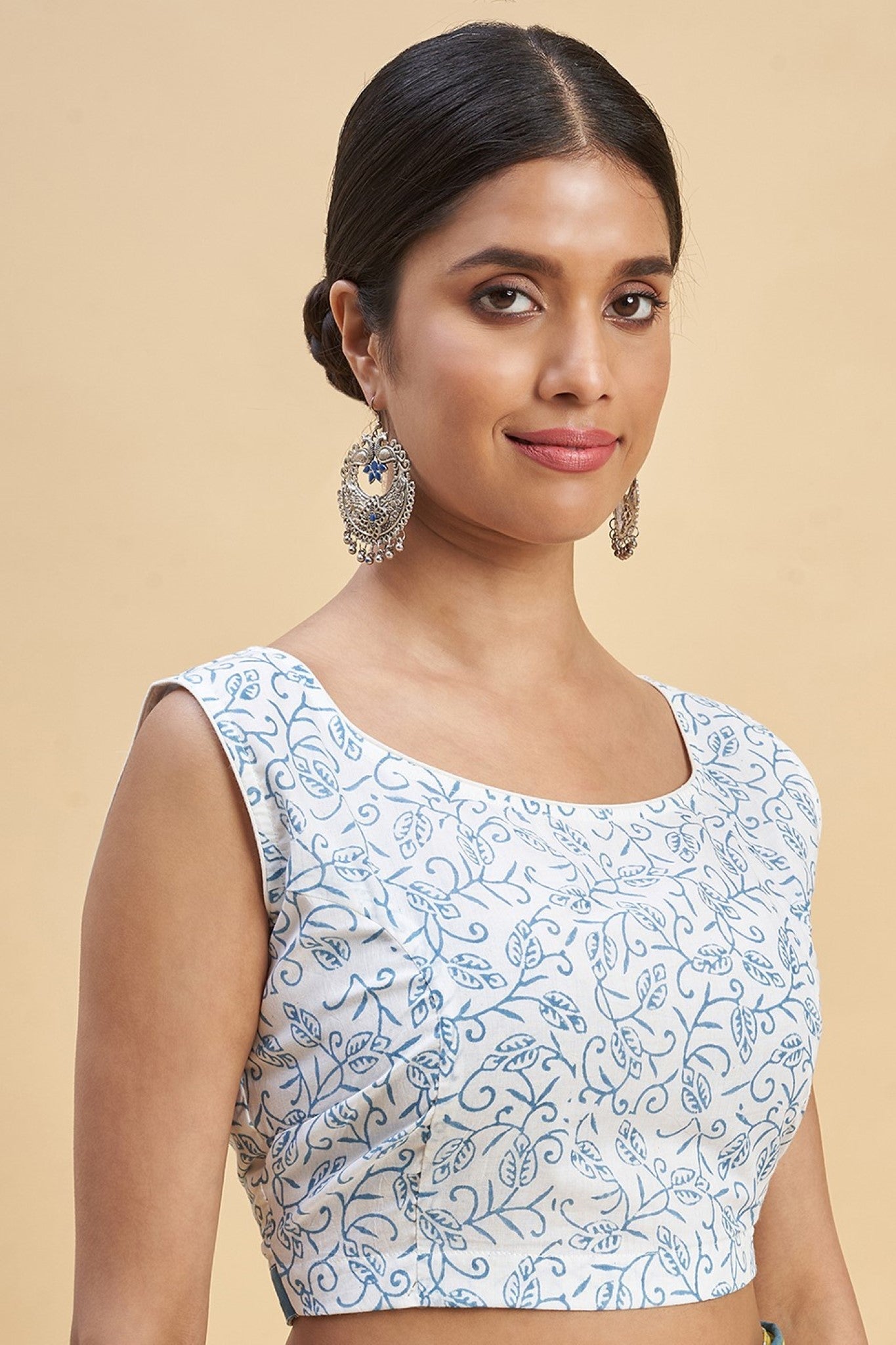 "Crab In Yellow" Block Printed Cotton Saree - SootiSyahi