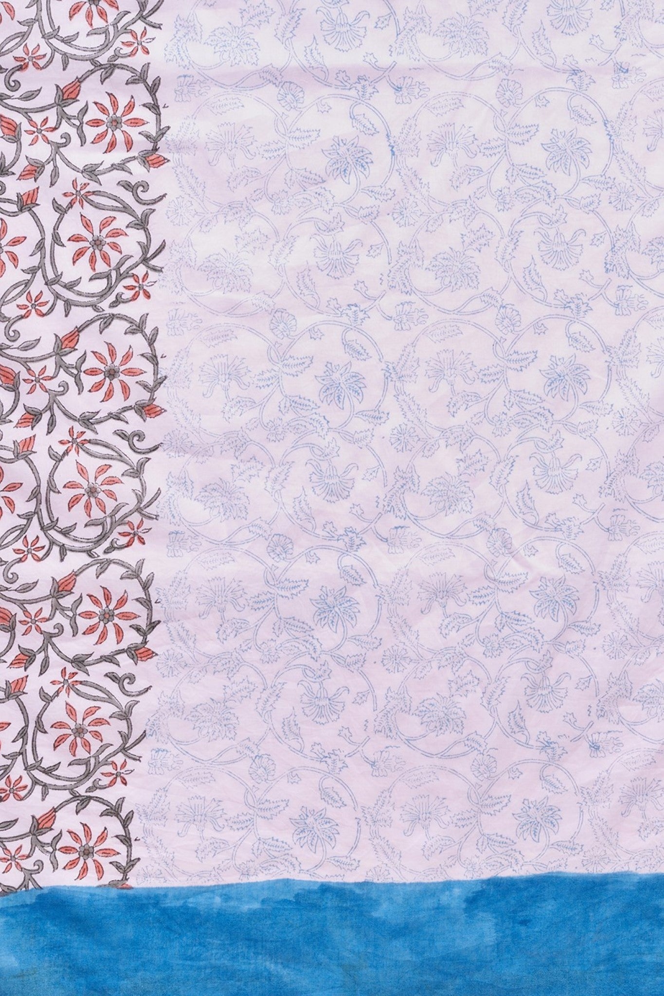 "Crape Myrtle Pink" HANDBLOCK PRINT MUL COTTON SAREE - SootiSyahi