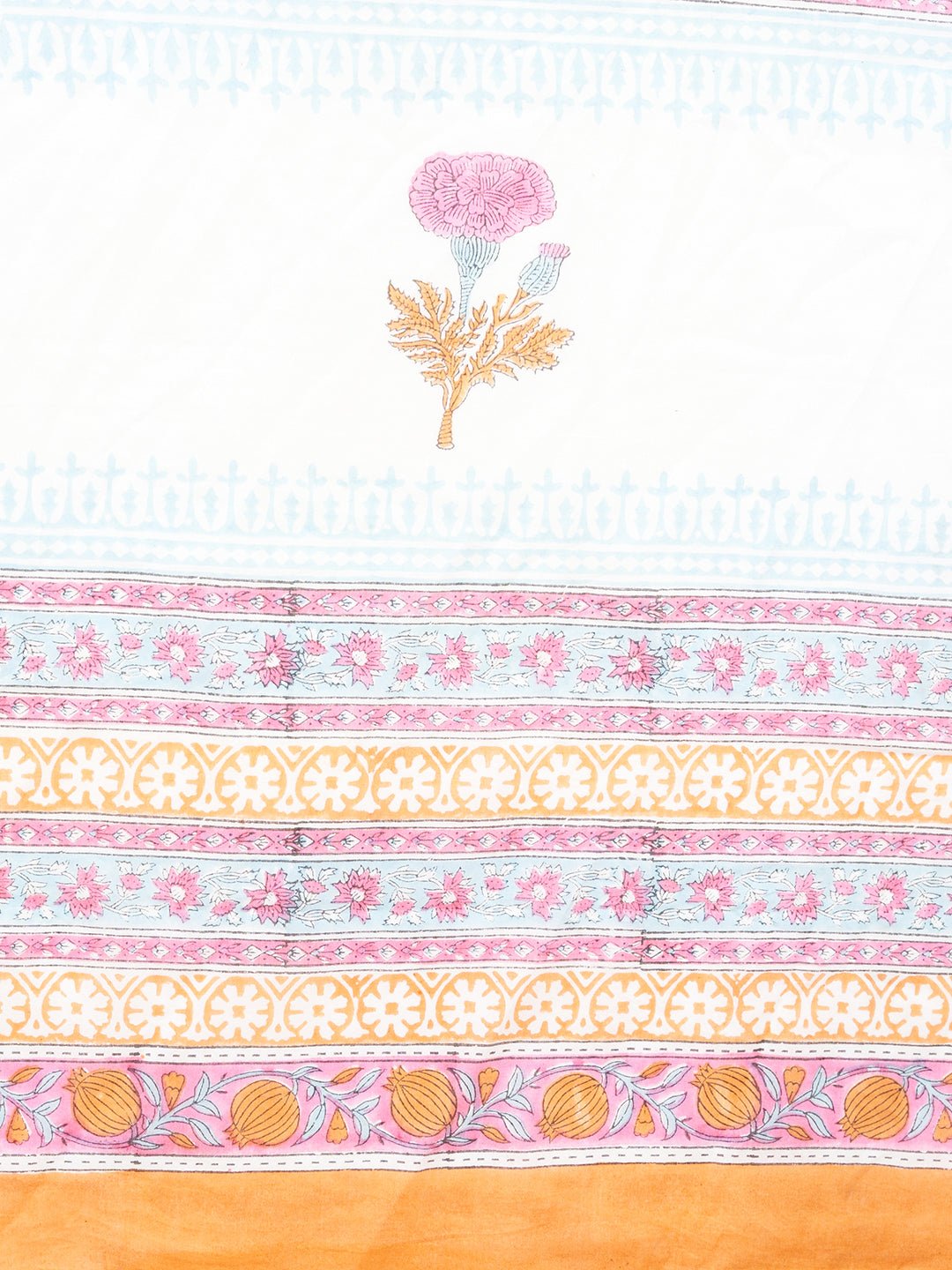 "Daffodil Pink" HANDBLOCK PRINT MUL COTTON SAREE - SootiSyahi