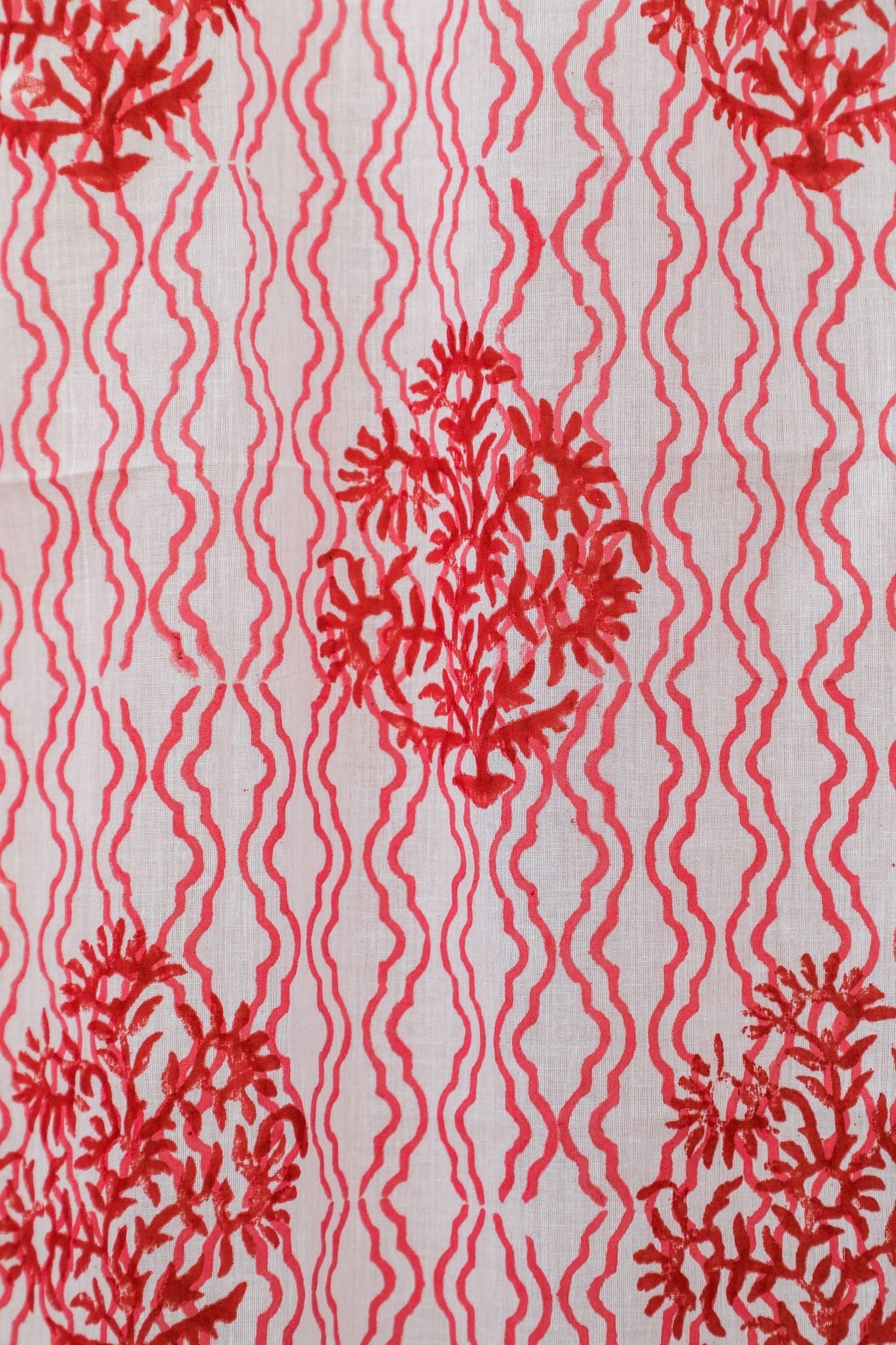 'Dazzling Rose' Handblock Printed Cotton Window Curtain - SootiSyahi