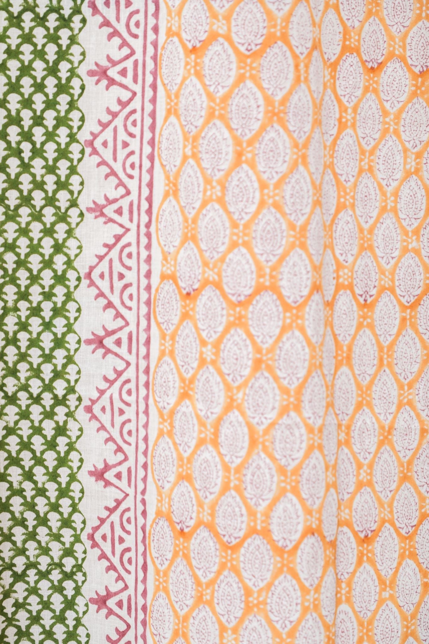 'East Meets West' Handblock Printed Cotton Window Curtain - SootiSyahi