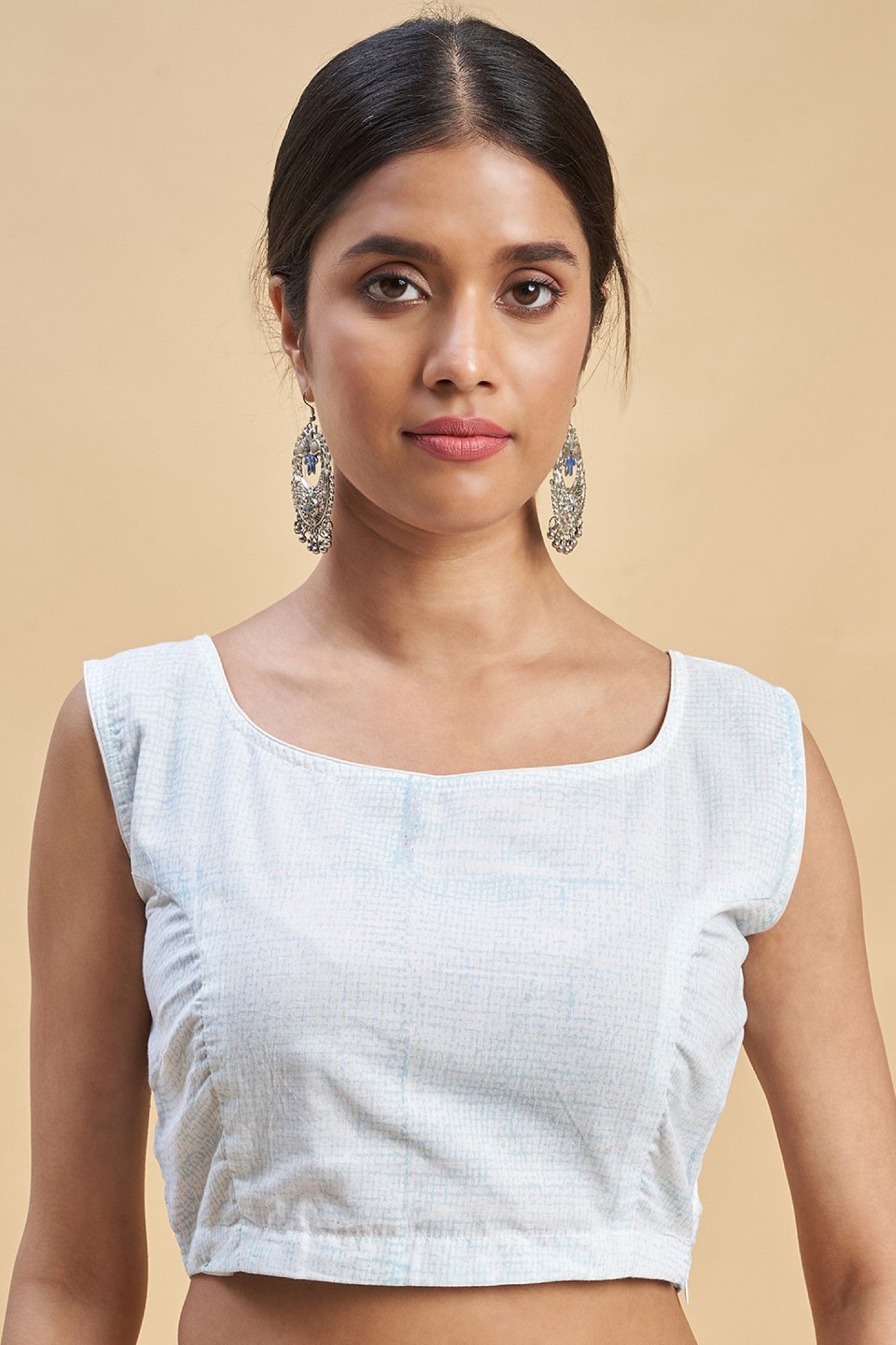 "Fiddler Orange Crab'' Block Printed Cotton Saree - SootiSyahi