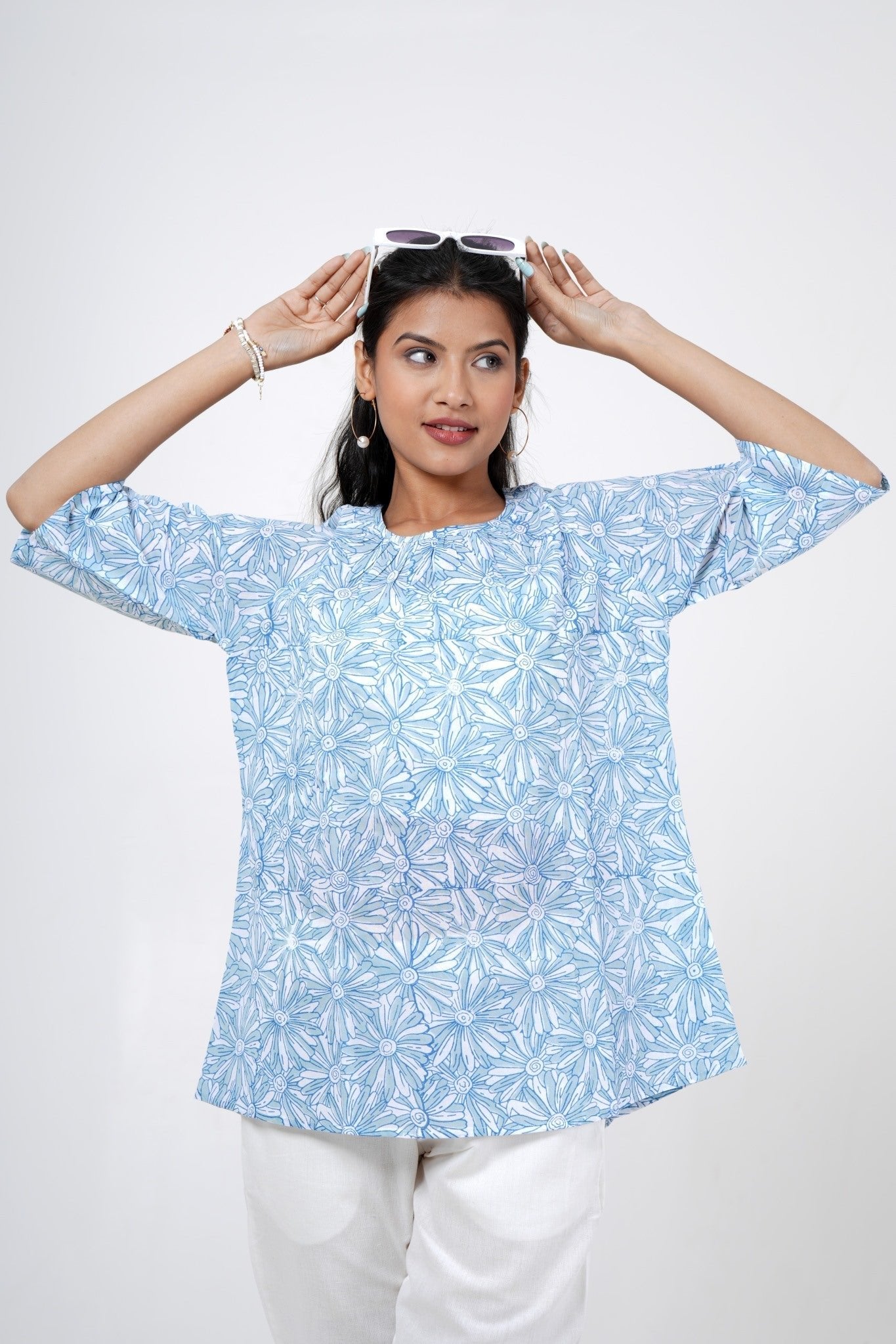 Floral Fusion Hand Block Printed Top - SootiSyahi
