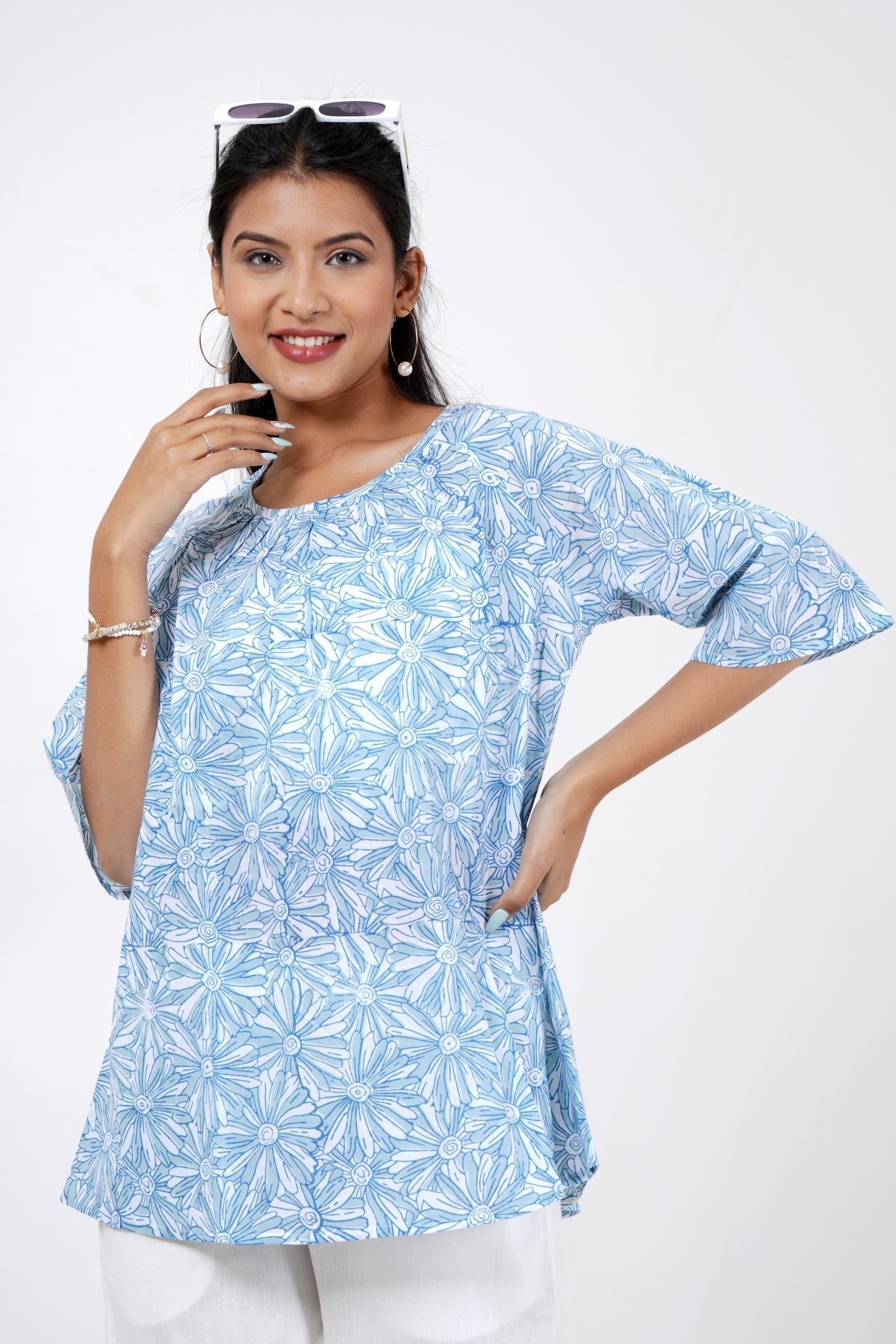 Floral Fusion Hand Block Printed Top - SootiSyahi