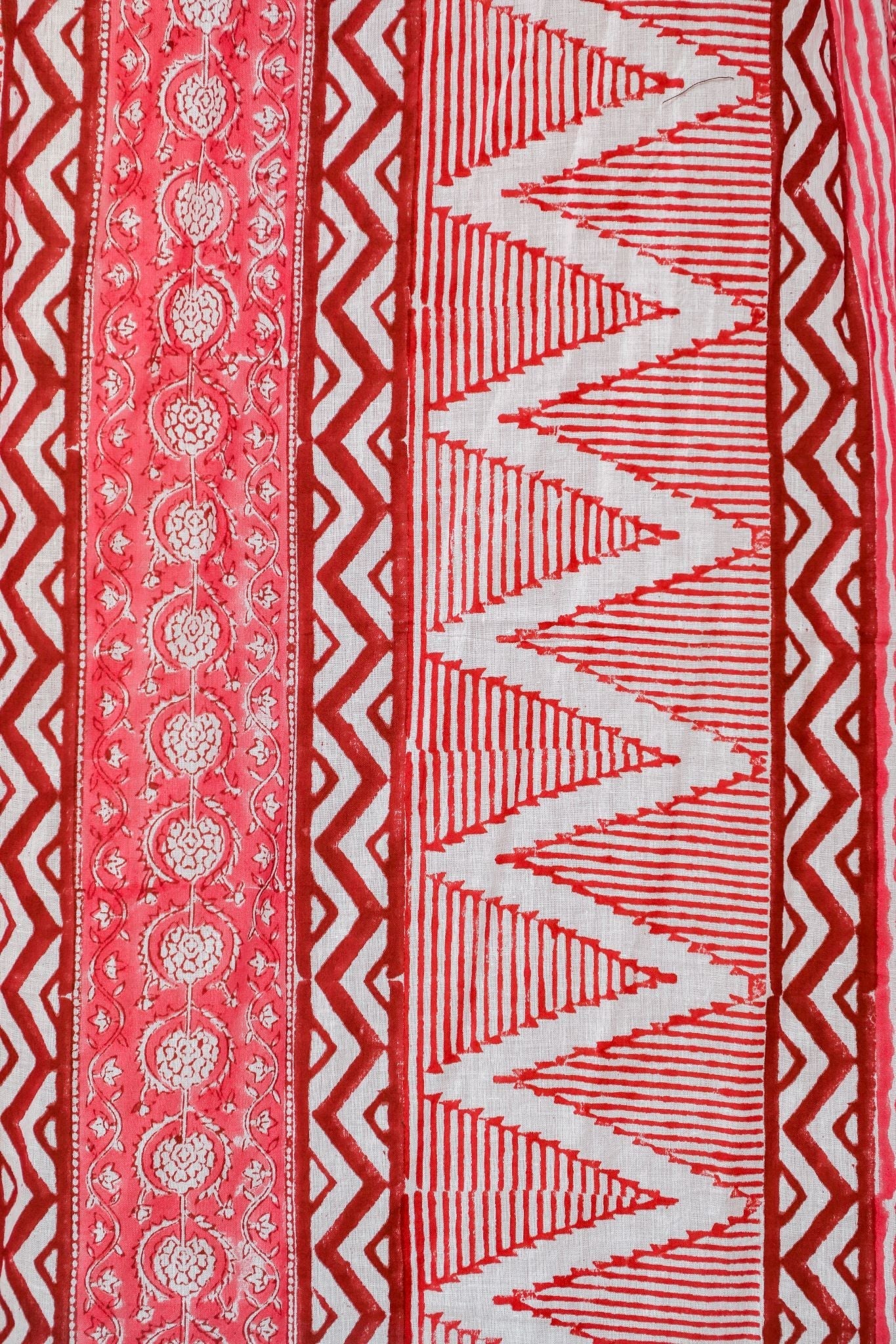 'Geometric Romance' Handblock Printed Cotton Window Curtain - SootiSyahi