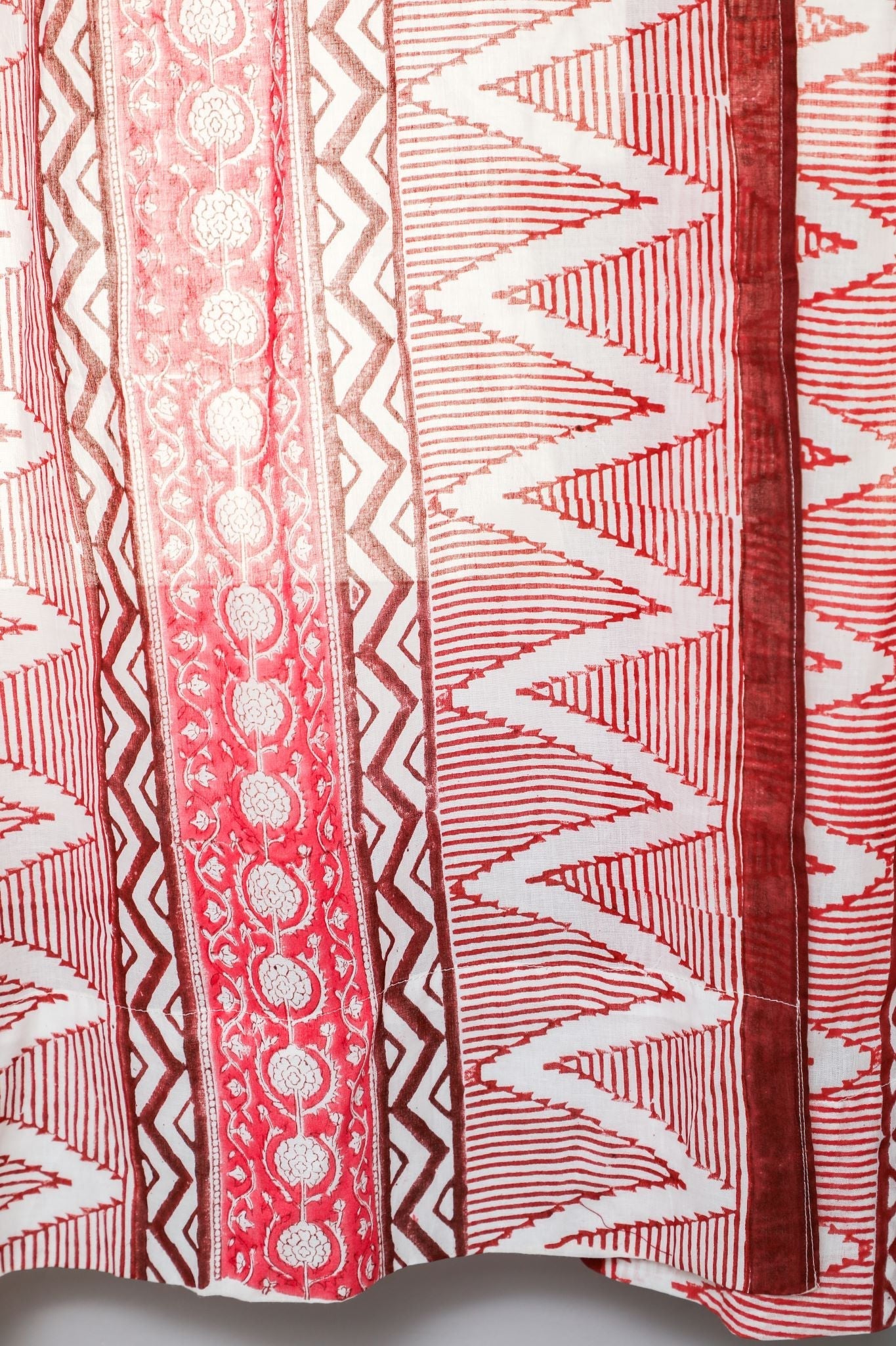 'Geometric Romance' Handblock Printed Cotton Window Curtain - SootiSyahi