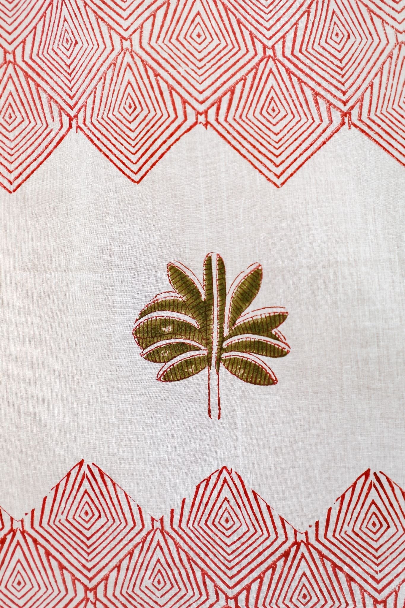 'Gleaming Zigzags' Handblock Printed Cotton Window Curtain - SootiSyahi