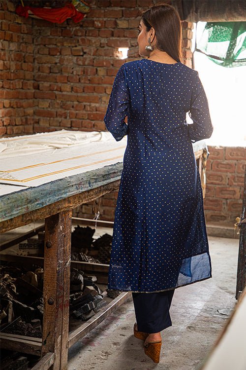 HANDBLOCK PRINTED CHANDERI KURTI - SootiSyahi