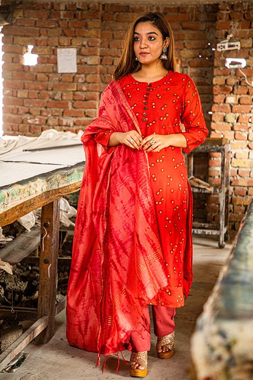 HANDBLOCK PRINTED CHANDERI KURTI - SootiSyahi