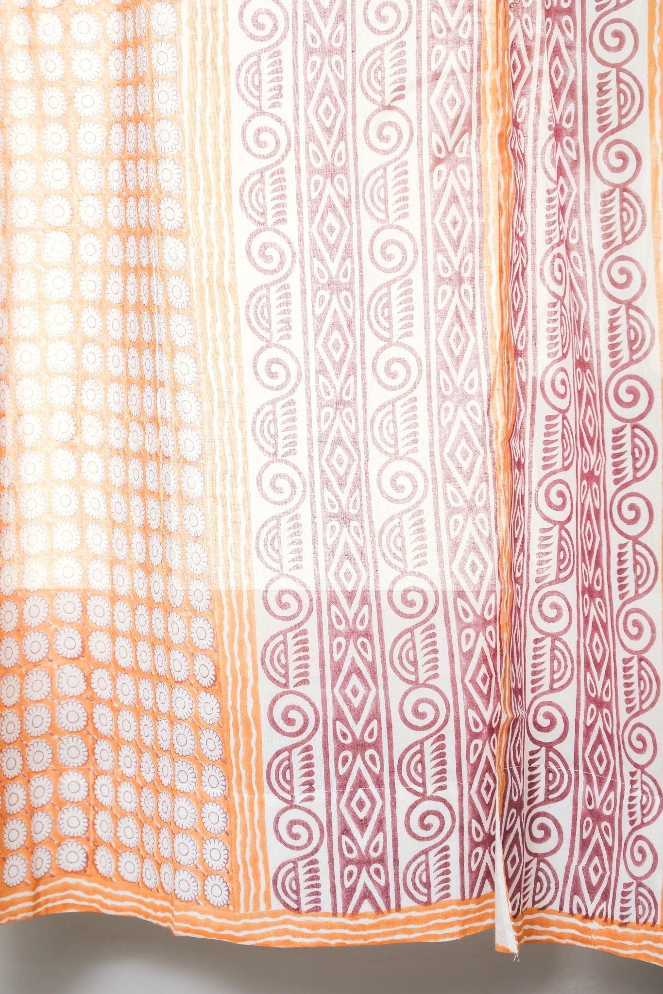 'Harvest sun' Handblock Printed Cotton Window Curtain - SootiSyahi