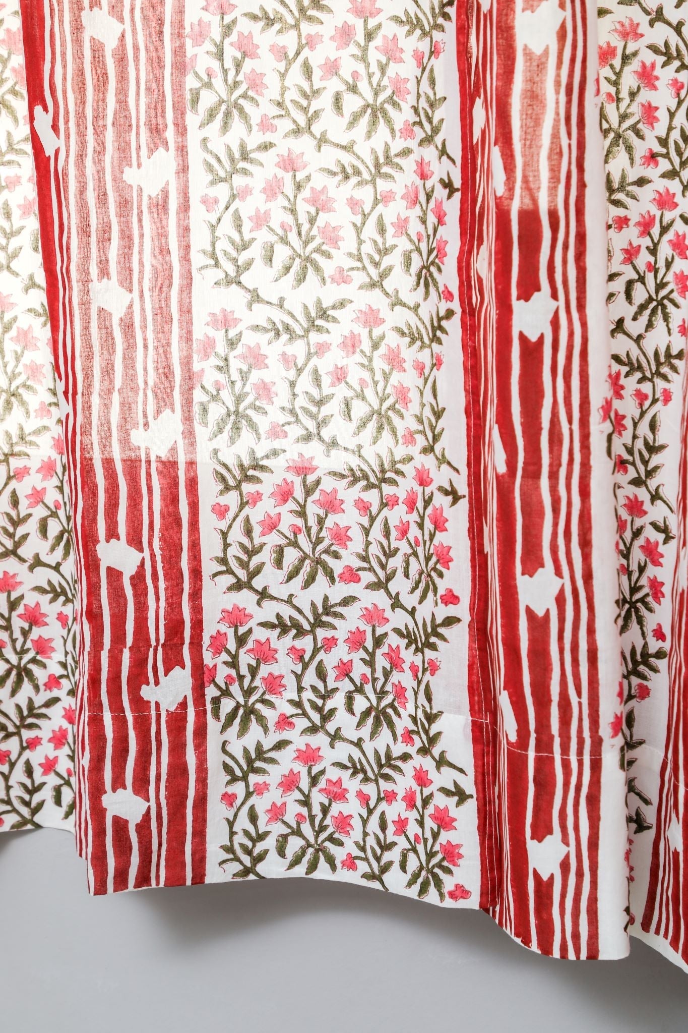 'Haven Glazing ' Handblock Printed Cotton Window Curtain - SootiSyahi