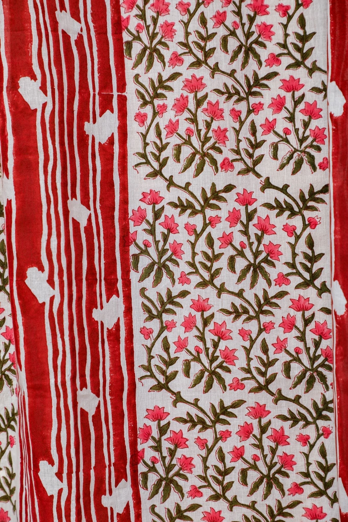 'Haven Glazing ' Handblock Printed Cotton Window Curtain - SootiSyahi