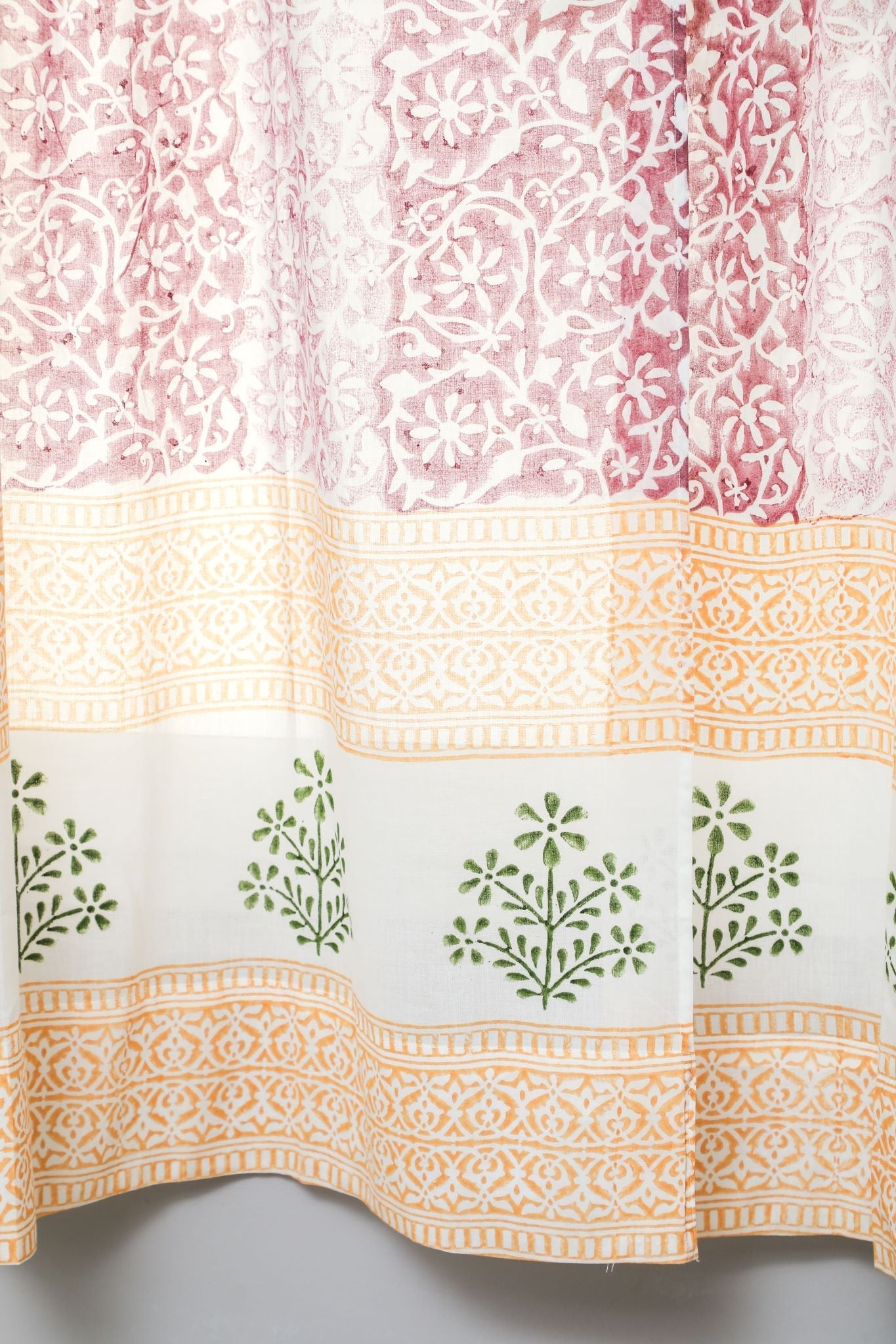 'Heavenly Homeland' Handblock Printed Cotton Window Curtain - SootiSyahi